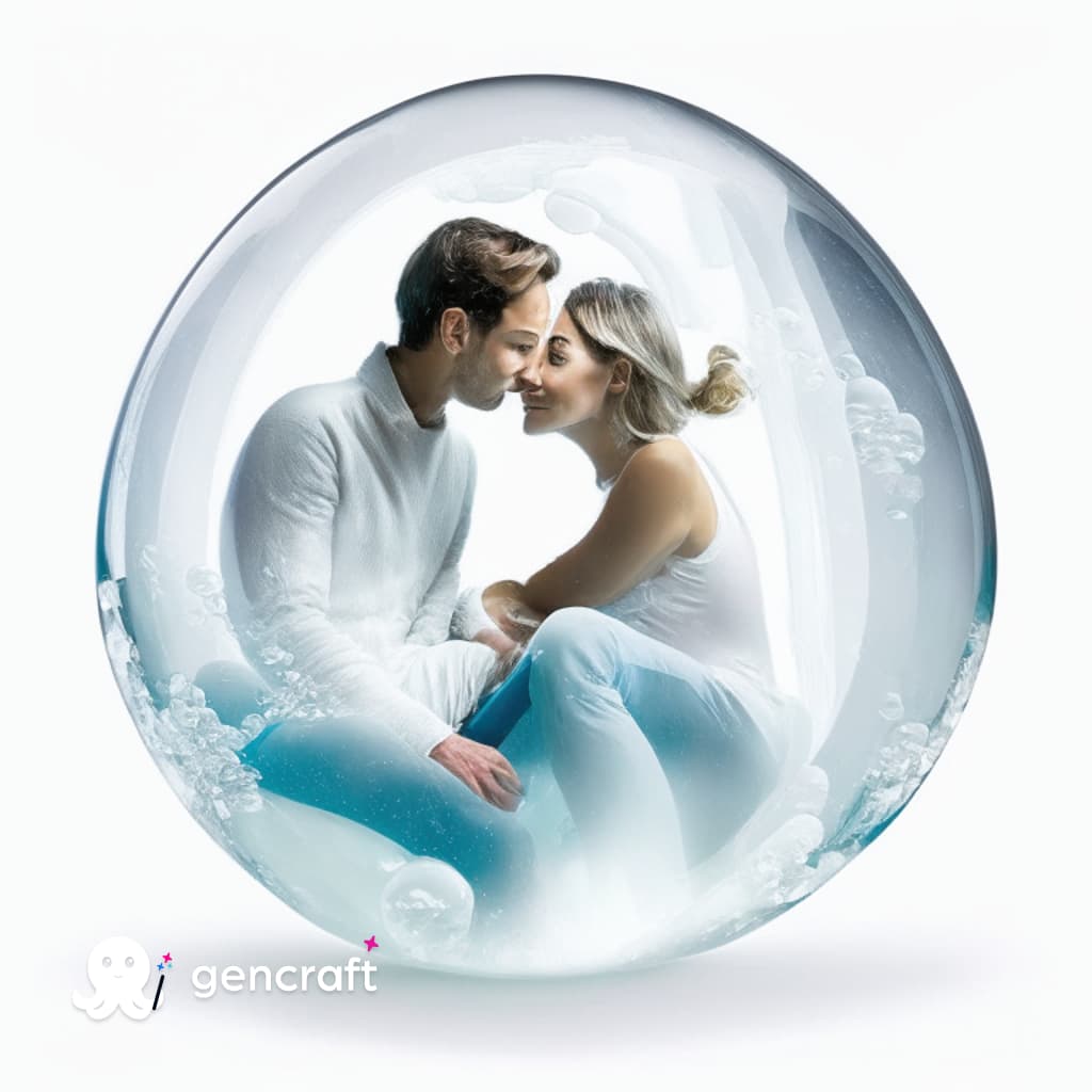 a couple in love inside a protective bubble
